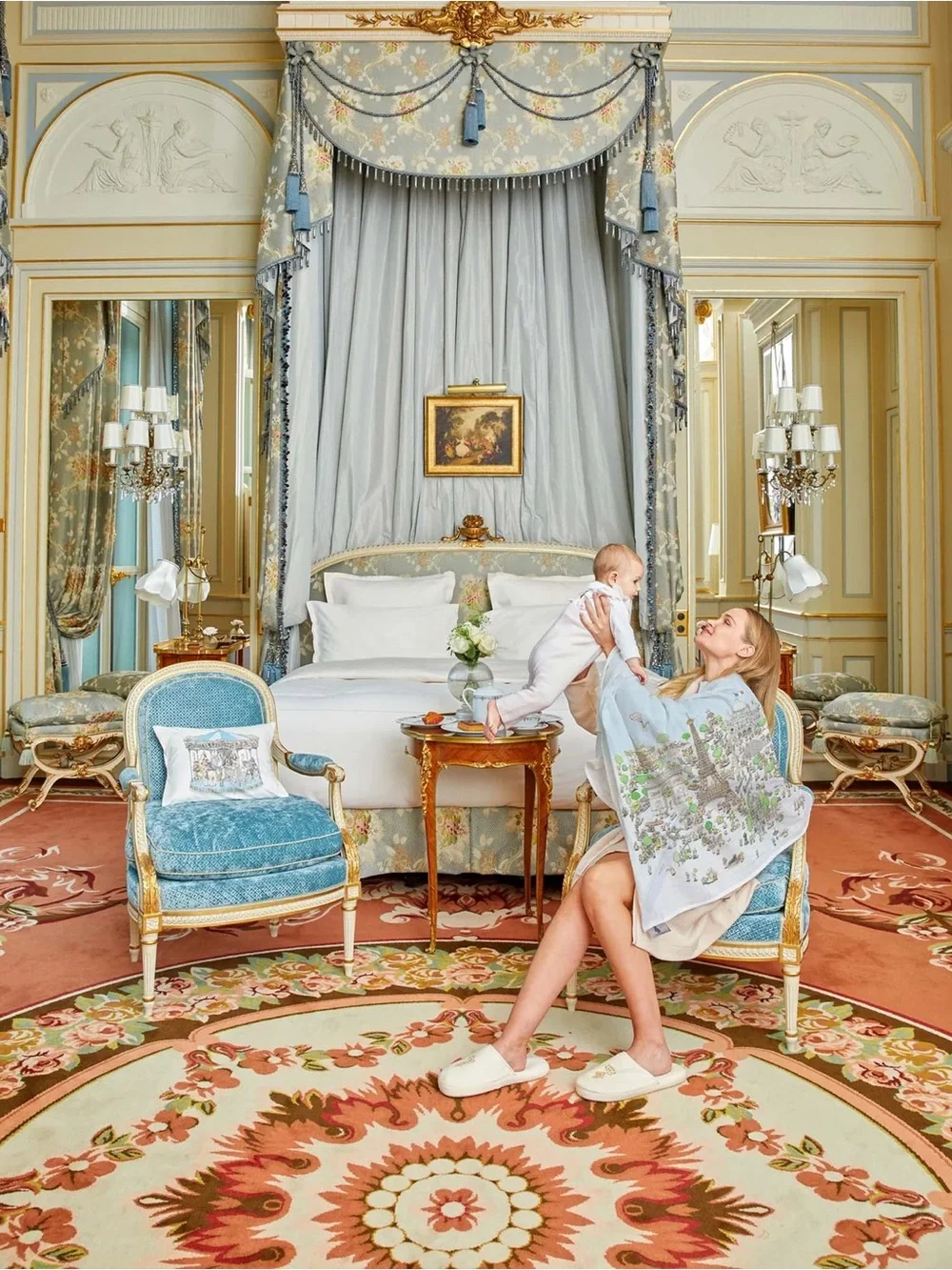 Atelier Choux Paris Blue Illustrated swaddle